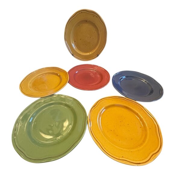 Set Of 6 Sabatier Cannes Stoneware Salad Plates 8" Microwave & Dishwasher Safe - Picture 6 of 6